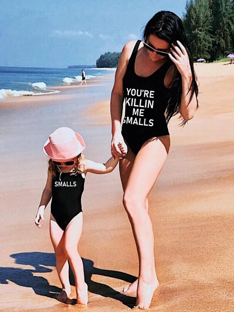 Мама и я для девочек купальный костюм купальник женщин юбки с принтом букв