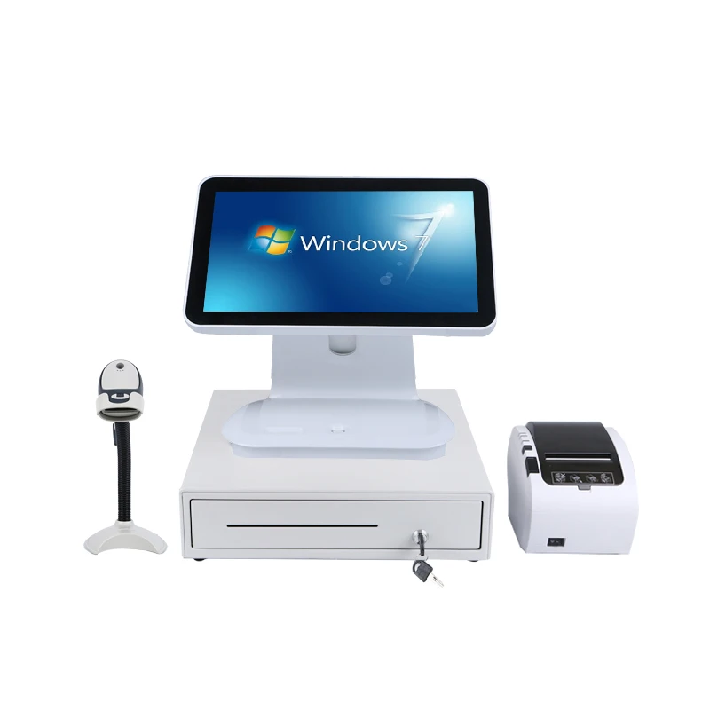 RS1519-White Дешевые POS системы ресторана все в одном Pos машина 15,6 дюймов емкостный сенсорный POS1519 - Цвет: RS1519-White