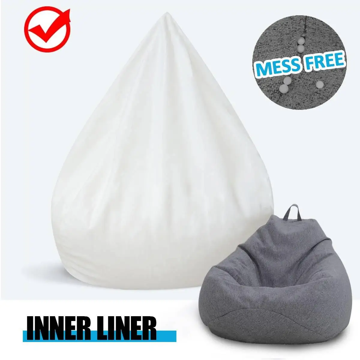 

Водонепроницаемый чехол для диванов Lazy BeanBag, внутренняя подкладка, подходит для больших диванов 100x120 см и мягких игрушек-животных, усовершен...