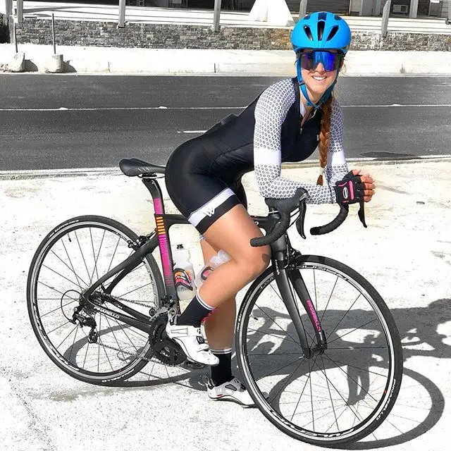 Женский костюм для триатлона спортивный из Джерси с длинным рукавом и гелем