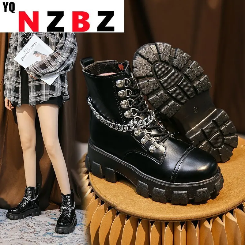 

Shoes Women Ankle Boots Round Toe Punk Boot Thick Sole Comfortable Platform Martin Boots for Woman Fashion Botas De Mujer