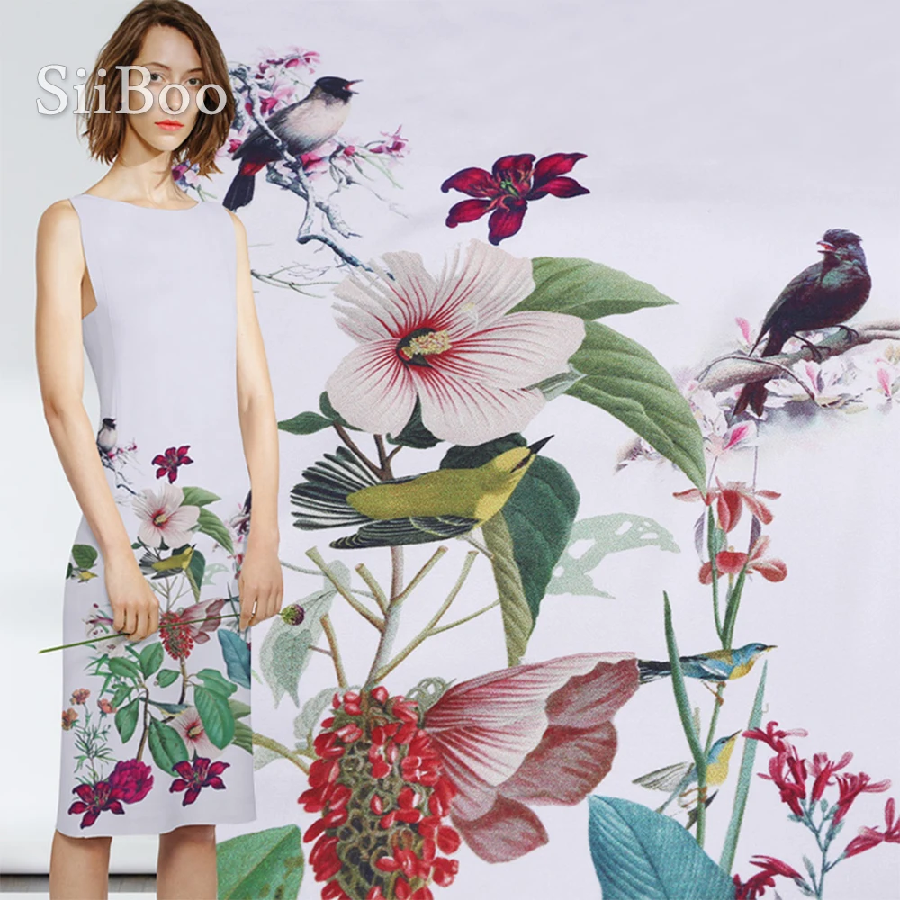 

Siiboo digital positional printed spandex silk fabric for women summer dress harem pants telas por metro tecidos SP6146