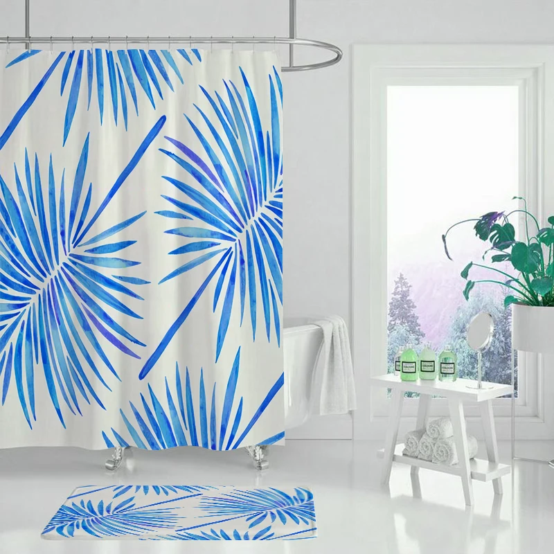 Занавески для душа с зелеными листьями тропические растения занавески ванной