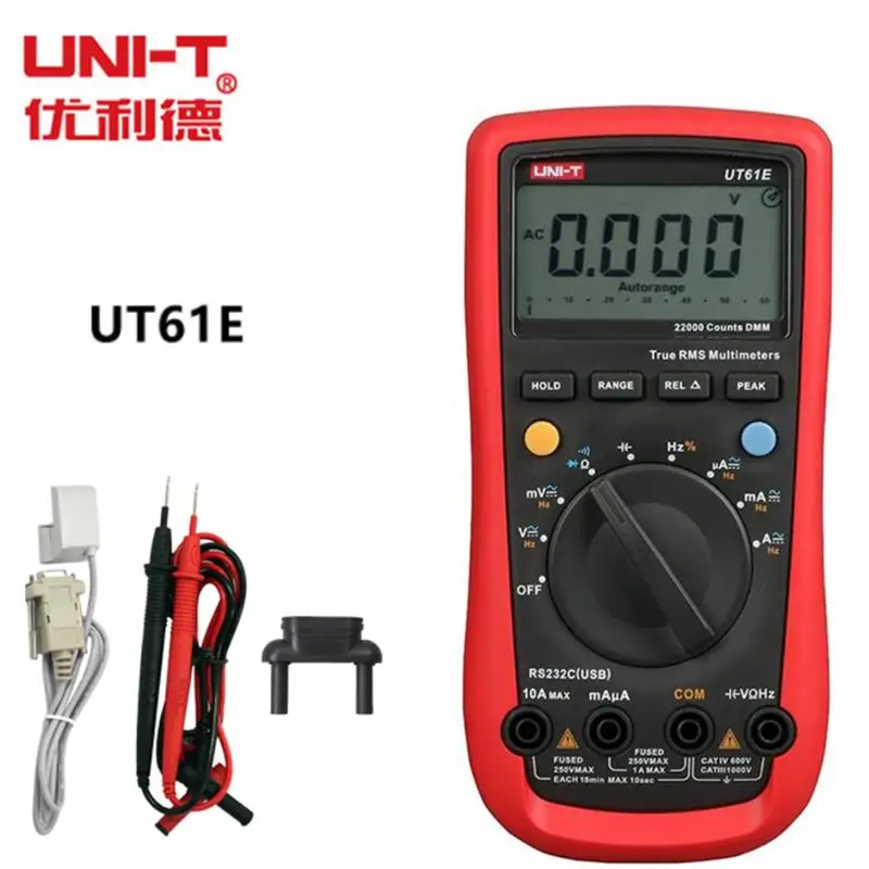 

Цифровой мультиметр UNI-T UT61E, истинное среднеквадратичное значение, пиковый измеритель, ПК, подключение, режим относительного напряжения пос...