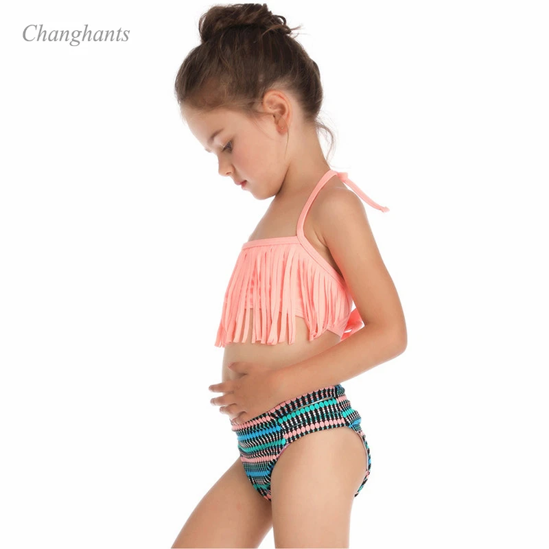 Детский комплект бикини детский купальник из двух предметов с кисточками