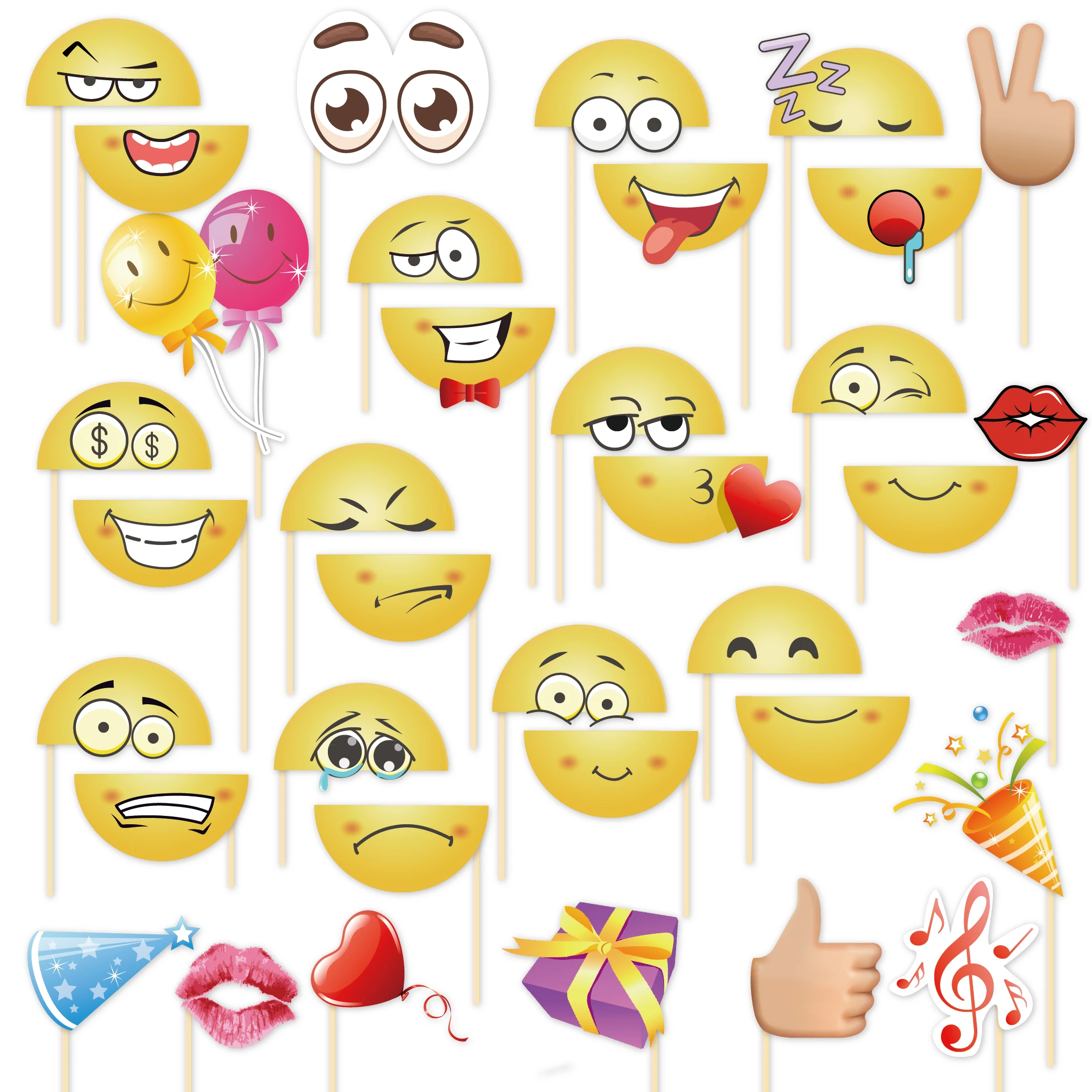 

36pcs Baby Shower Funy Face Expression Party Photobooth Props DIY Party Decorations Kids Birthday Party Supplies