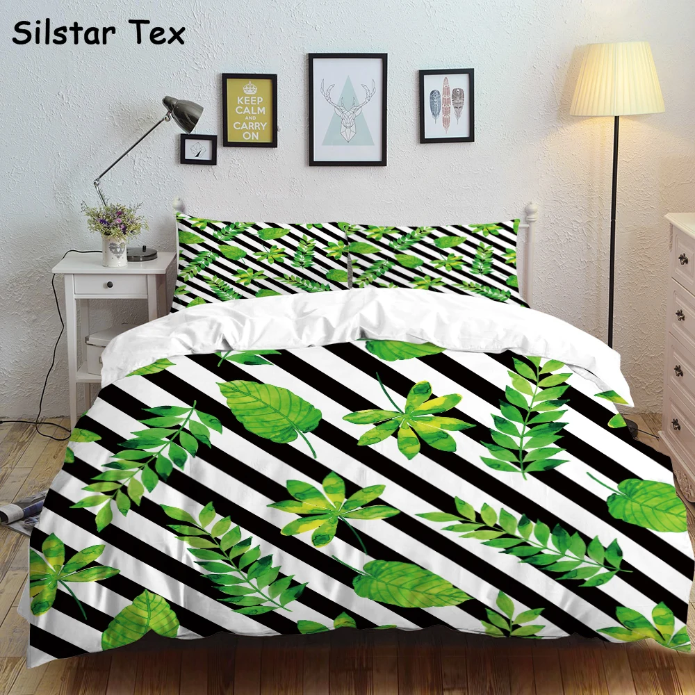 Комплект постельного белья Silstar Tex с морскими листьями зеленого цвета простыня