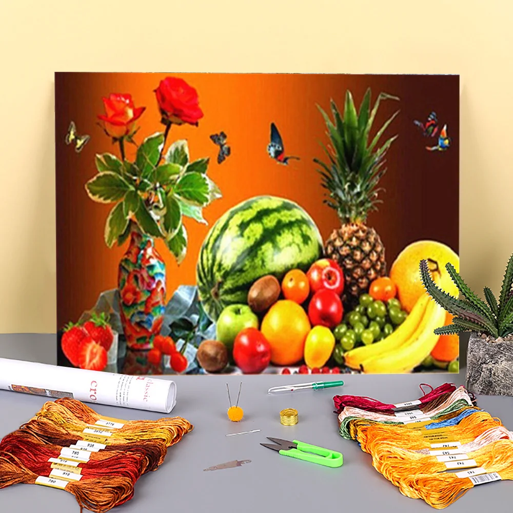 

Вышивка крестиком 11CT с принтом фруктов, DMC нитки для шитья ручной работы, хобби, оптовая продажа