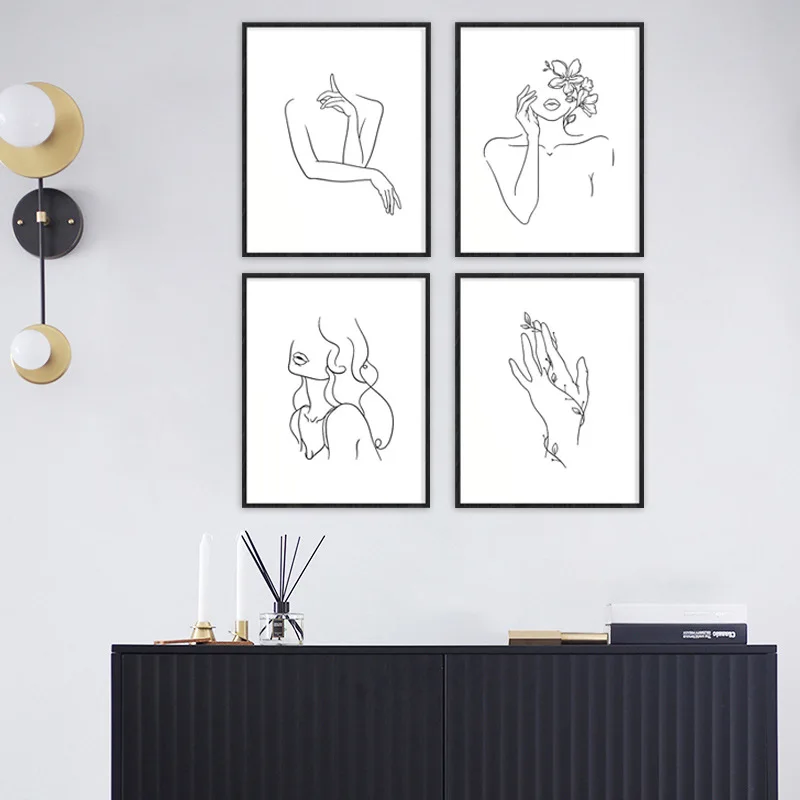 

Modern Abstract Line Figures Beauty Canvas Decorative Painting Poster Picture Album Photo Home Decor Wall Art Room Decoration