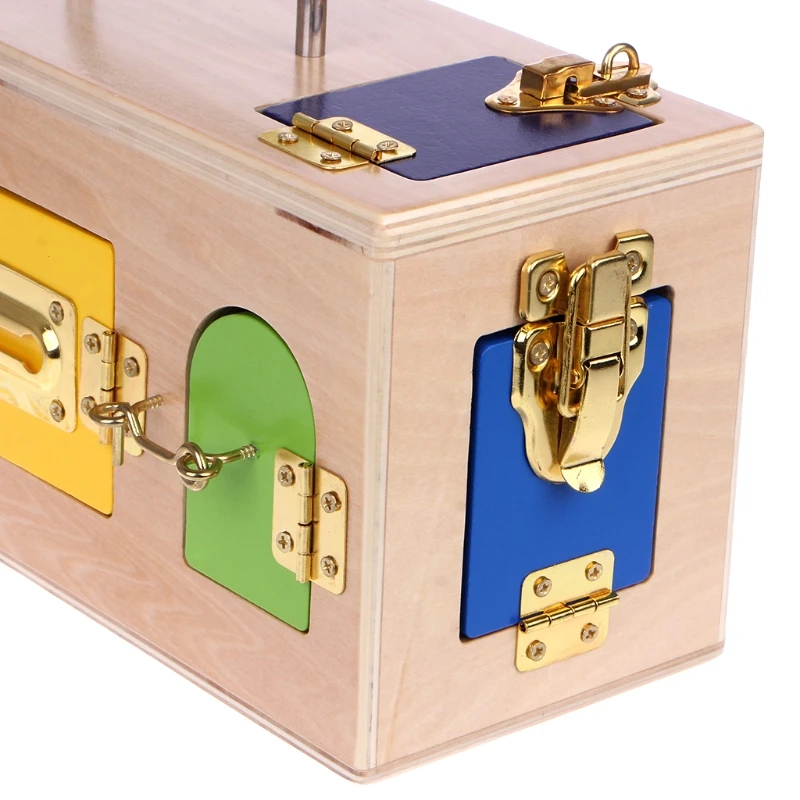 

Montessori Colorful Lock Box Kids Children Educational Preschool Training Toys