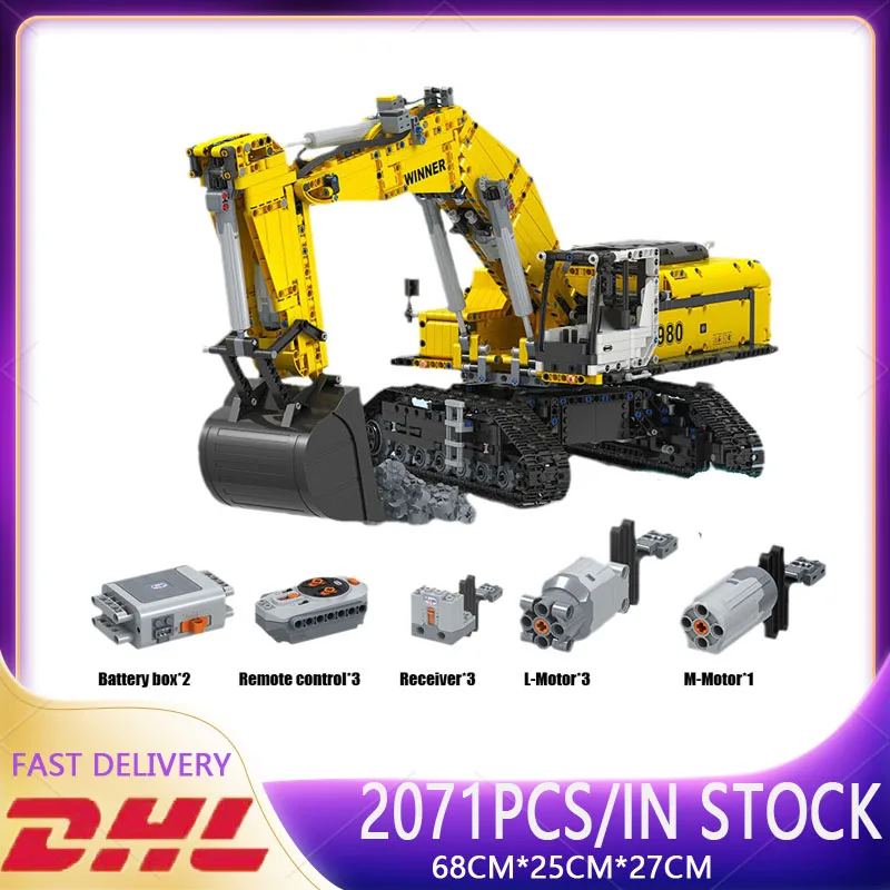 

Hot 2071PCS Remote Control Crawler Excavator Engineering Model Assembling Building Block Toys For Children Birthday Gift 7121