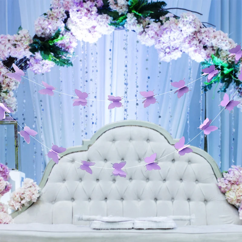 3 м 30 шт. градиентные цвета бумажные гирлянды-бабочки баннер подвесные украшения