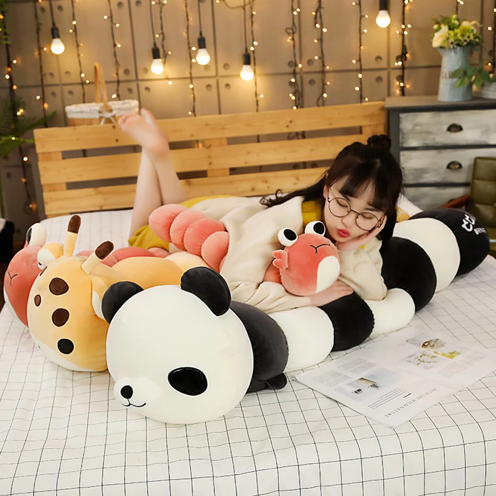 

70cm-135cm Funny Crab Giraffe Panda Caterpillar Plush Toys Soft Stuffed Cartoon Animal Doll Soft Huggable Sleep Pillow Cushion