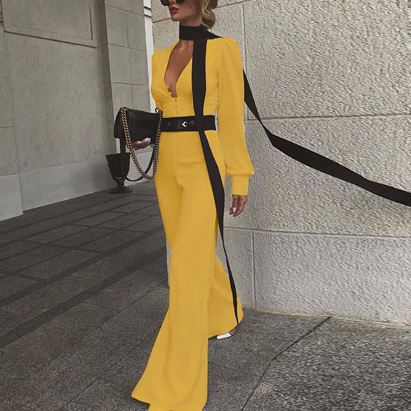 Женский Повседневный комбинезон с широкими штанинами Облегающий длинным