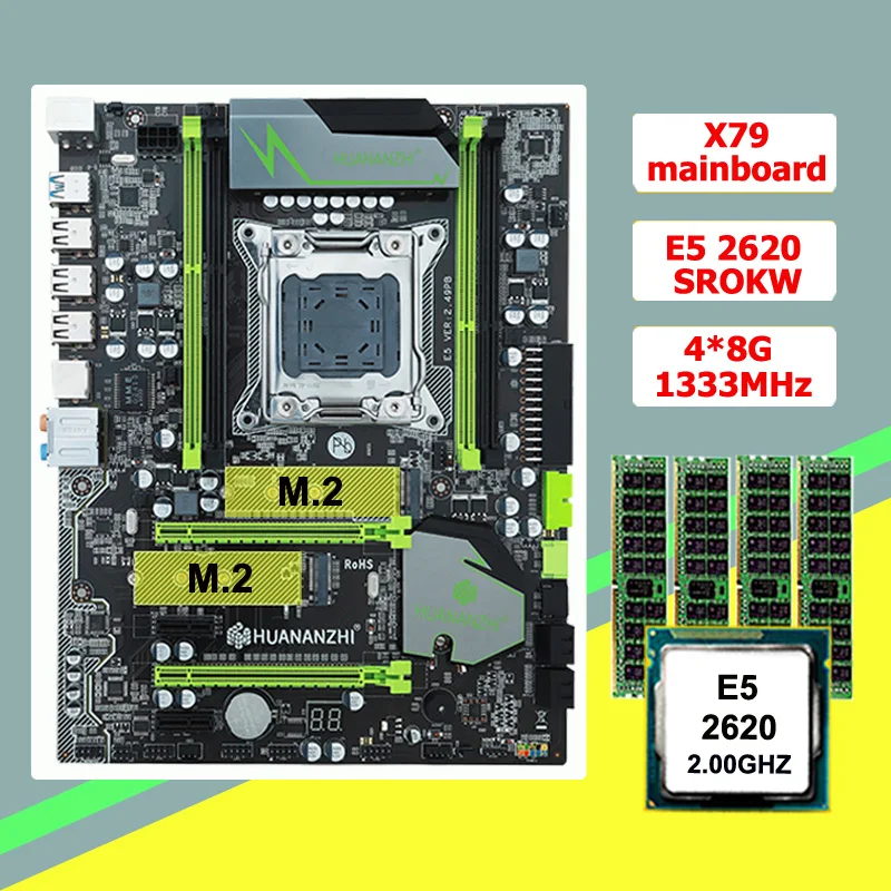 Online Bauen Computer HUANANZHI X79 Super Motherboard Mit Dual M.2 Slots CPU Intel Xeon E5 2620 RAM 32G 4*8G RECC 2 Jahre Garantie