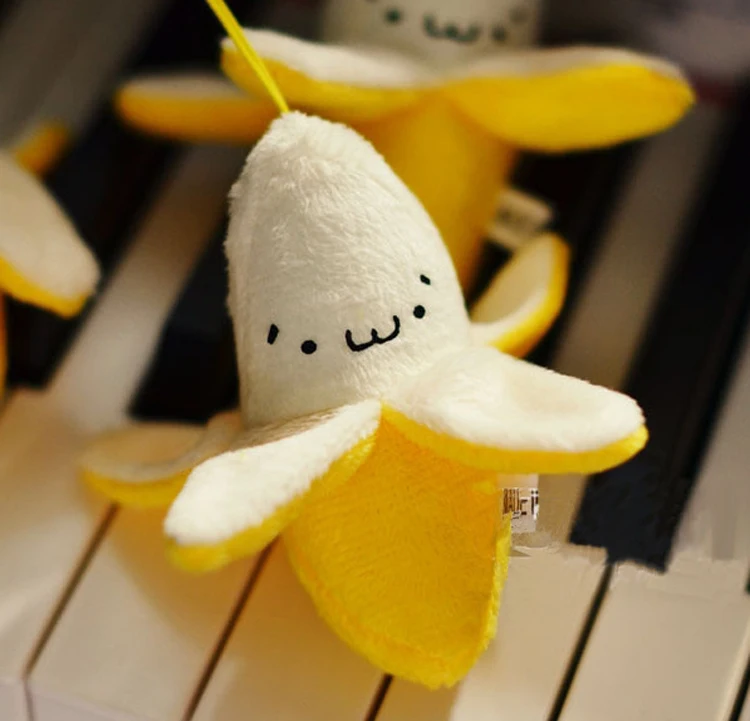 100 шт./лот мини брелок-банан плюшевый брелок подарок цепочка брелки плюшевая