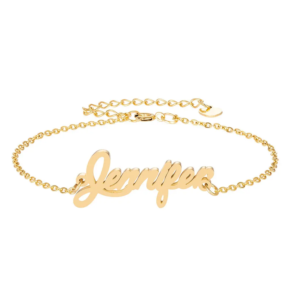 

Jennifer Name Bracelet for Women Girl Jewelry Stainless Steel Gold Plated Nameplate Pendant Femme Mother Girlfriend Best Gift