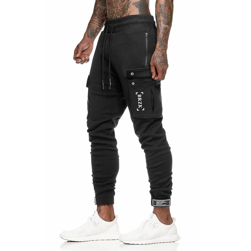 

Штаны для бега с большими карманами, мужские брюки-карго для тренировок, спортивные штаны для тренажерного зала, быстросохнущие штаны для б...