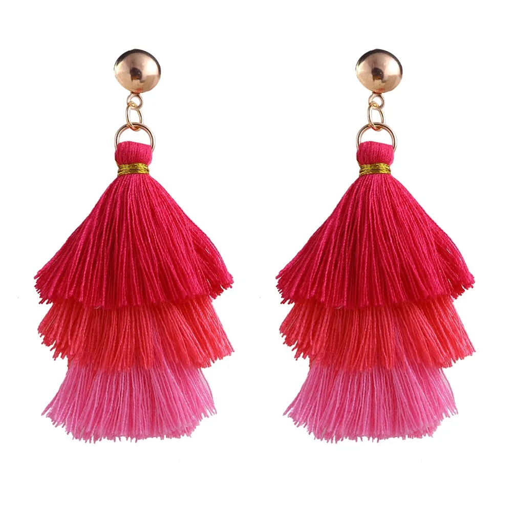 Qtian Boho Серьги-кисточки женские длинные висячие серьги для женщин девушек красные синие фиолетовые богемные массивные ювелирные изделия