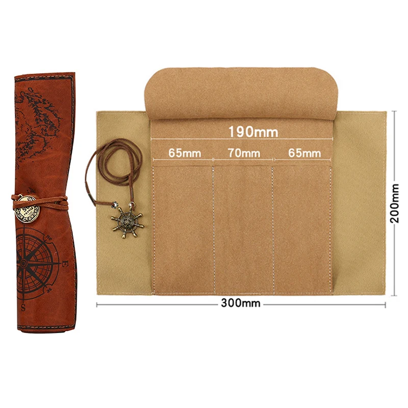 

New Leather Retro Luxury Pencil Pouch Roll Up Pencil Bag Pen Case for Student Writing Pen Storage Pouch Cosmetic Bag