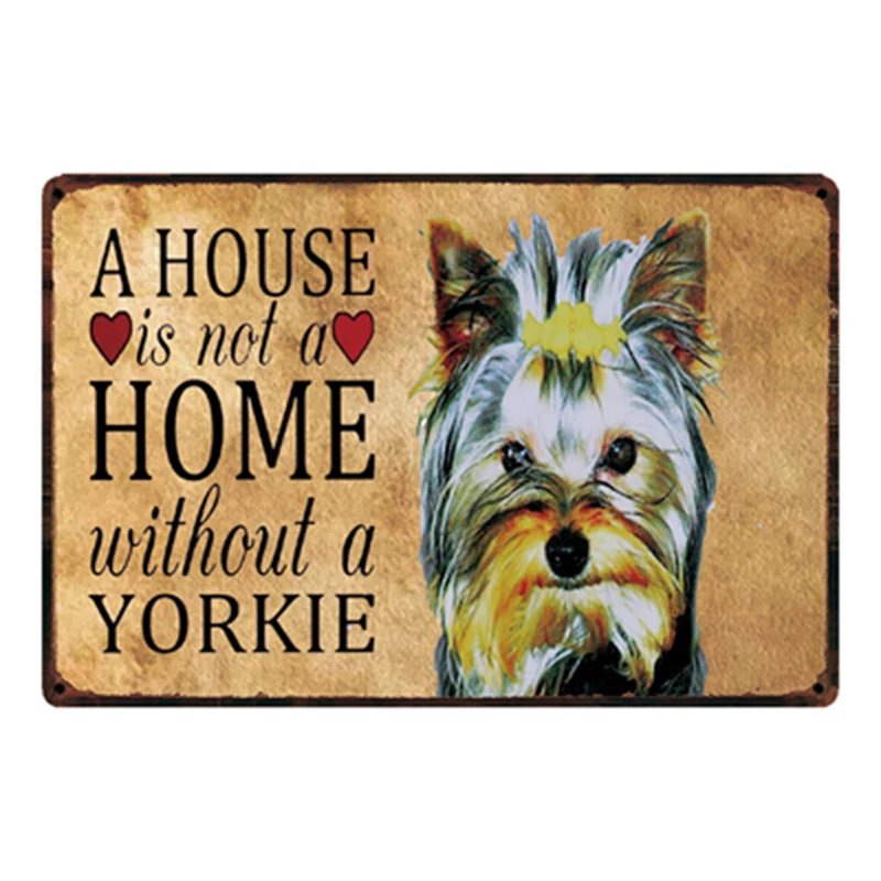 

[ Kelly66 ] Dogs Yorkie Warning Metal Sign Tin Poster Home Decor Bar Wall Art Painting 20*30 CM Size y-2108