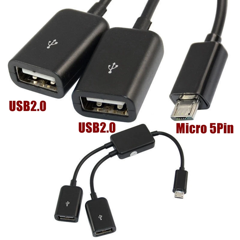 Кабель хоста Micro-USB переходник с типа папа на 2 USB мама поддержкой OTG для планшетов