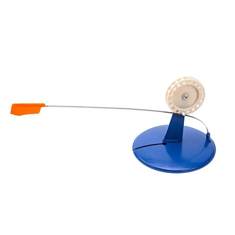 Портативная прочная зимняя удочка для подледной рыбалки с голубым флагом без рук