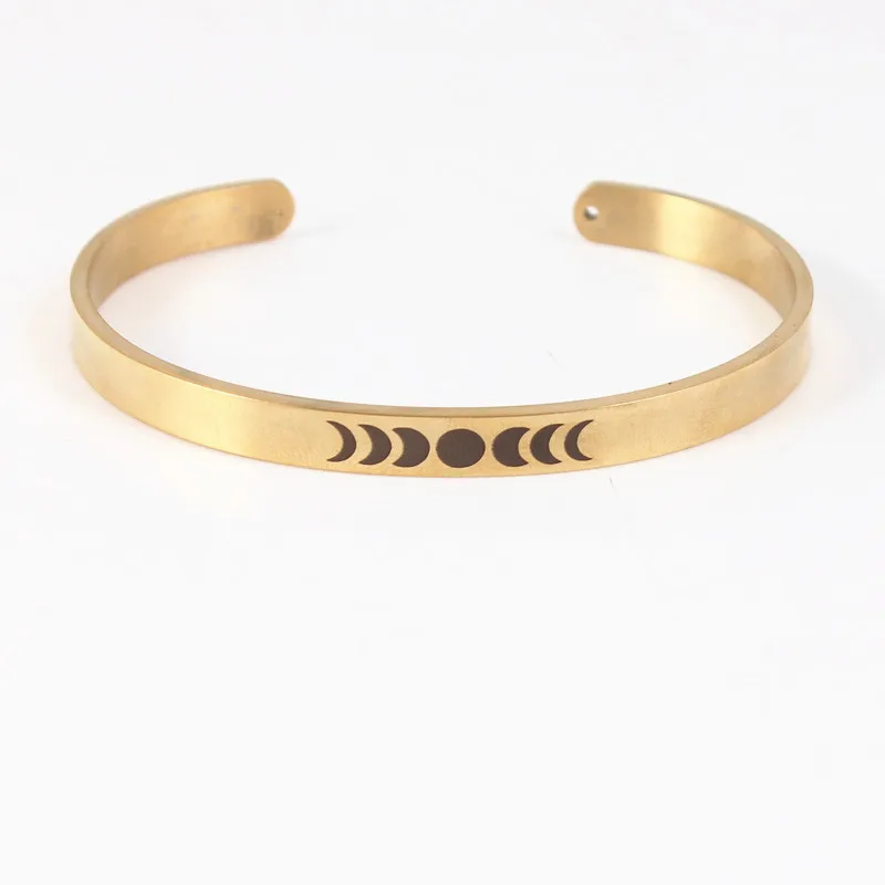 6 мм Бар Нержавеющая сталь браслет с гравировкой солнце и луна положительный