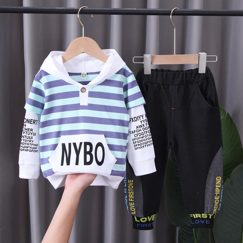 

Spring Autumn Kids Boys Tracksuit Set Boys Clothes Set Fashion Cotton Hooded Tops+pants 2pcs For 1-4Y Boys Outfits