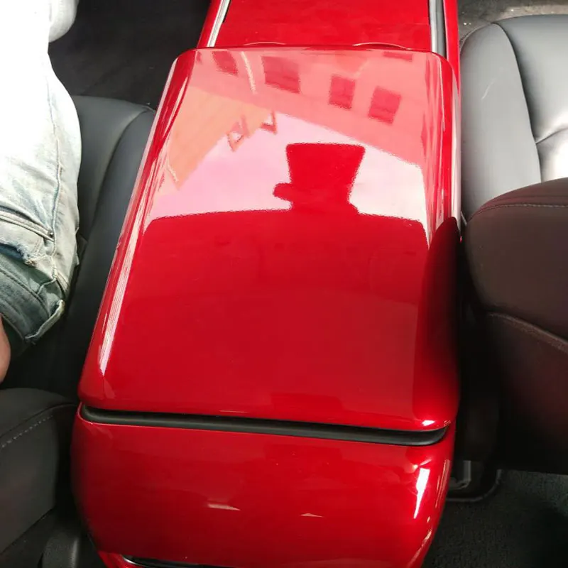 Крышка подлокотника центральной консоли красного цвета для Tesla Model 3 18