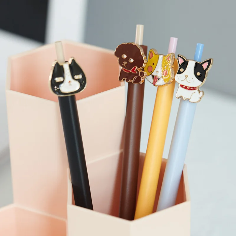 

1 pcs/1 lot Gel Pens Cartoon Cats Dogs black colored gel-inkpens for writing Cute stationery office school supplies