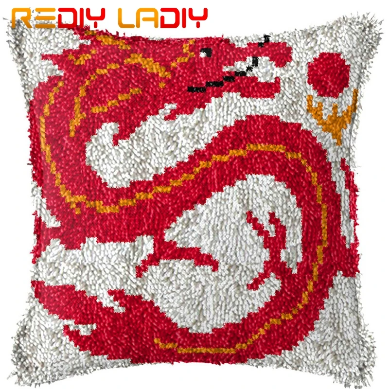 Крюк с защелкой подушки Восточный Дракон напечатаным холстом Чехлы акриловой