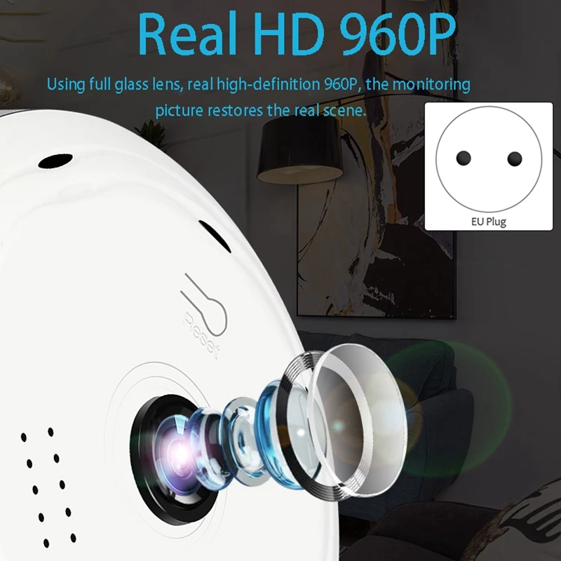 

QJ3-360 degree Panoramic WIFI Surveillance Camera Web Infrared Night Vision Cloud Storage for Home Shop Office