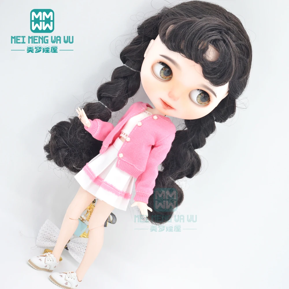 

Doll Clothes fashion school uniform pink, blue, ink, wine red for Blyth Azone OB23 OB24 1/6 doll accessories