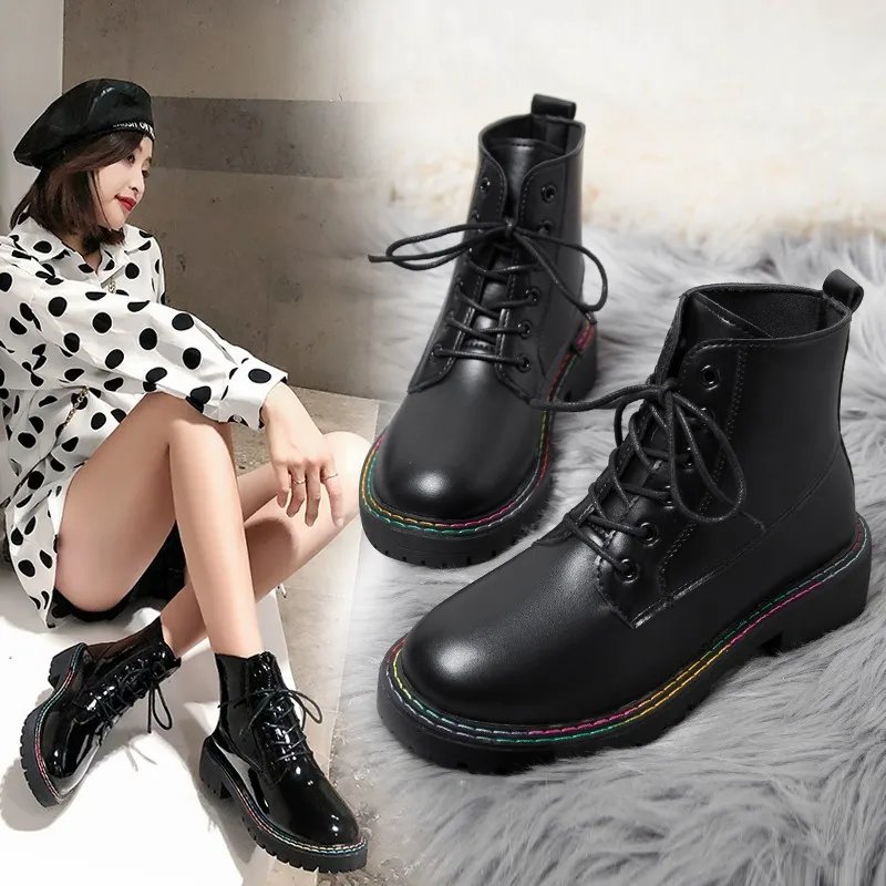 2019 весенне осенние женские Ботинки Martin модные повседневные ботинки ботильоны