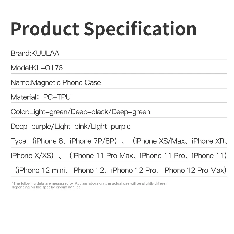 

KUULAA Silicone Wireless Magnetic Case For iPhone 12 11 Pro XS Max 12 Mini X XR 8 Plus Full Camera Lens Protective Coque Cover