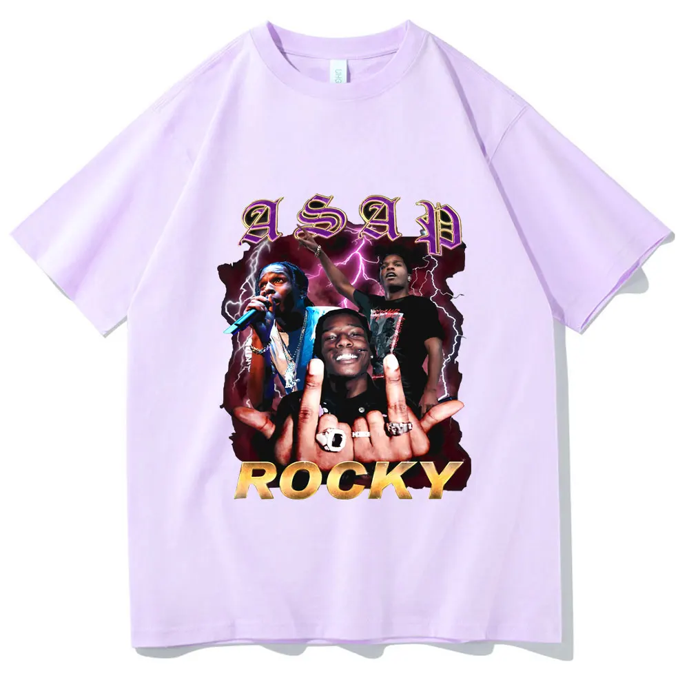 

2021 Hot Sell Super Cool Rapper Style Tshirt Asap Rocky Print Tshirt Unisex Cosplay T-shirt Summer Male Shrink-proof Cotton Tee