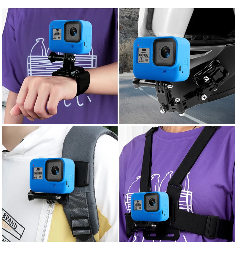 Силиконовый чехол для GoPro Hero 8, черное закаленное стекло, защита экрана, защитная пленка для объектива, чехол для Go Pro 8, аксессуары