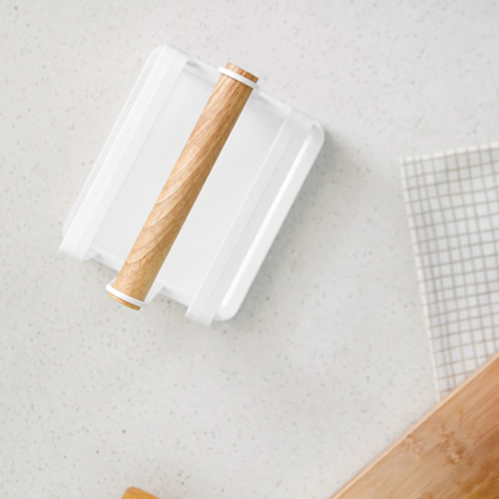 

Plastic Cutting Board Organizer 3-Slot Chopping Board Rack with Wooden Handle for Kitchen