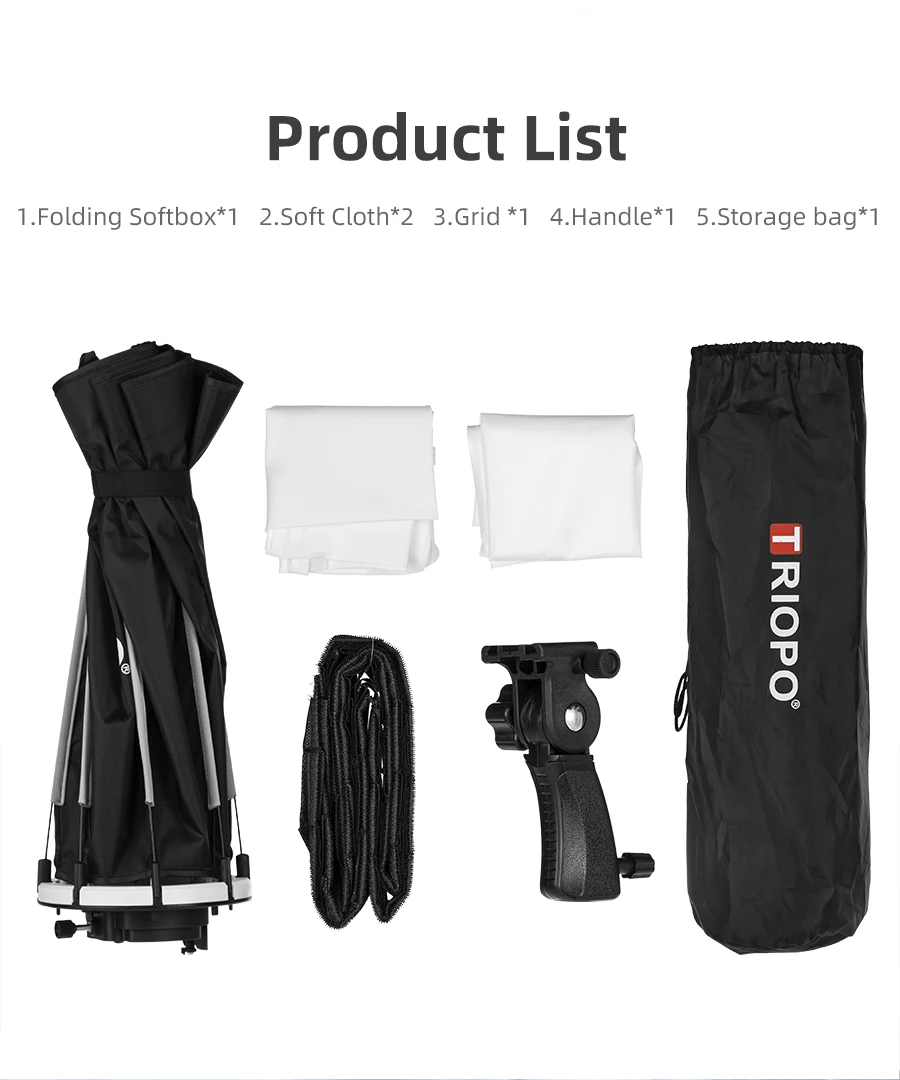 Triopo 55 см 65 см 90 см Speedlite переносной восьмиугольный зонтик софтбокс+ ячеистая сетка для внешней вспышки софтбокс для Canon Nikon Godox