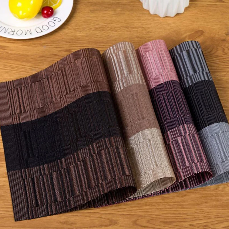 Моющиеся бамбуково-рисуночная ПВХ салфетки для обеденного стола Коврик Non-slip