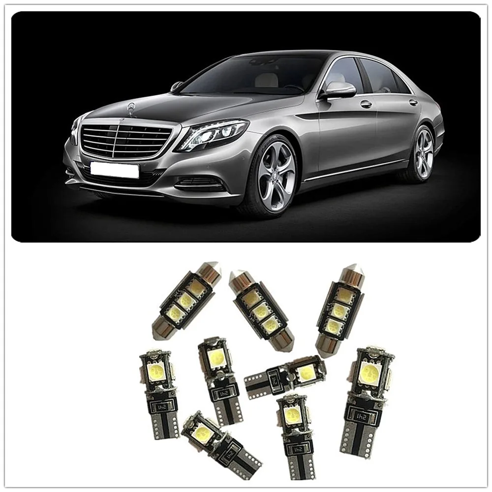 Комплект белого светодиодного интерьера для Mercedes-Benz C180 B180 C200 C220 C300 E200 9 шт. |