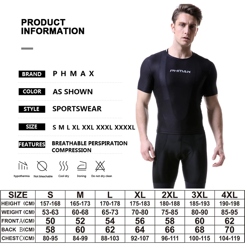PHMAX Breathbale Underwear Cycling Jersey Pro Base Layers Bike Clothings Cool Mesh Superlight Short Sleeve Bicycle Shirt | Спорт и