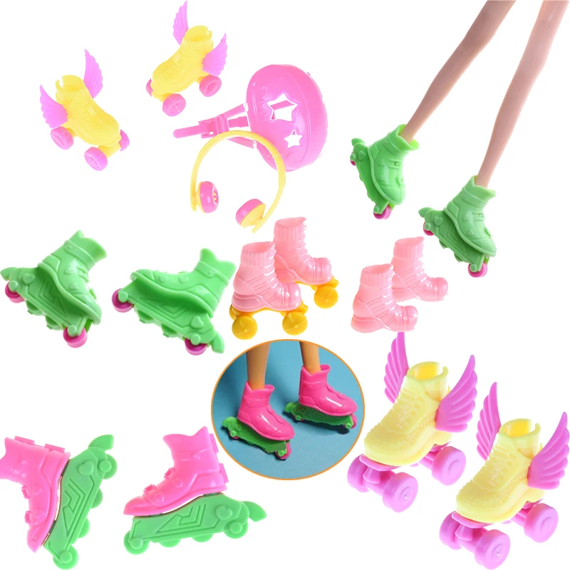 Кукольная обувь + гарнитура шлем для кукол/игрушечная катания на роликах новые