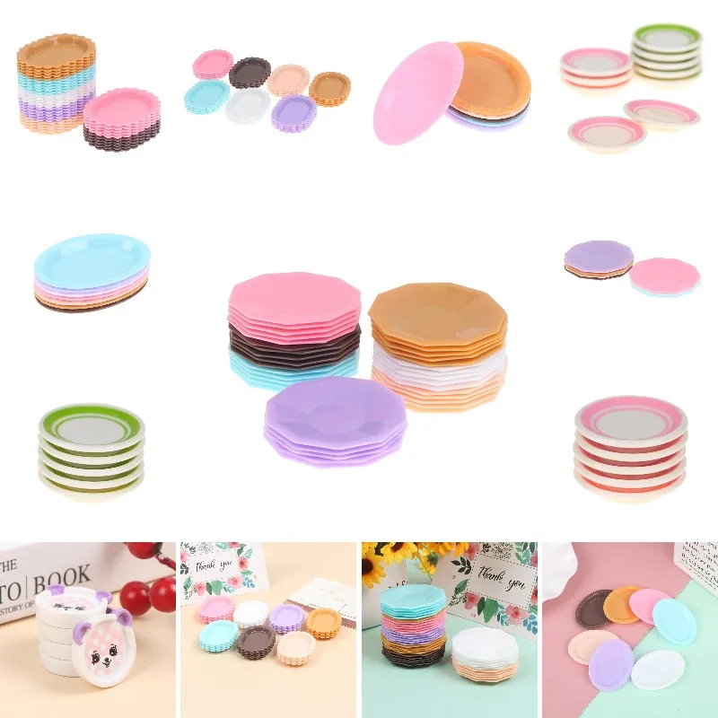 5pcs mini resin food cake dessert pastry dishes tableware miniature doll house accessories dollhouse trays plates kitchen toys free global shipping