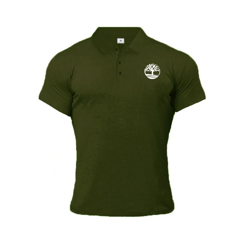 

2021 men's printed fitness POLO shirt summer button lapel cotton fashion trend sports short sleeve M-2XL
