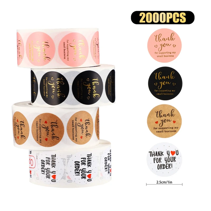 

2.5cm Self-adhesive label sticker-Round Thank You for Supporting My Small Business Stickers for Envelope Greeting Cards Packing