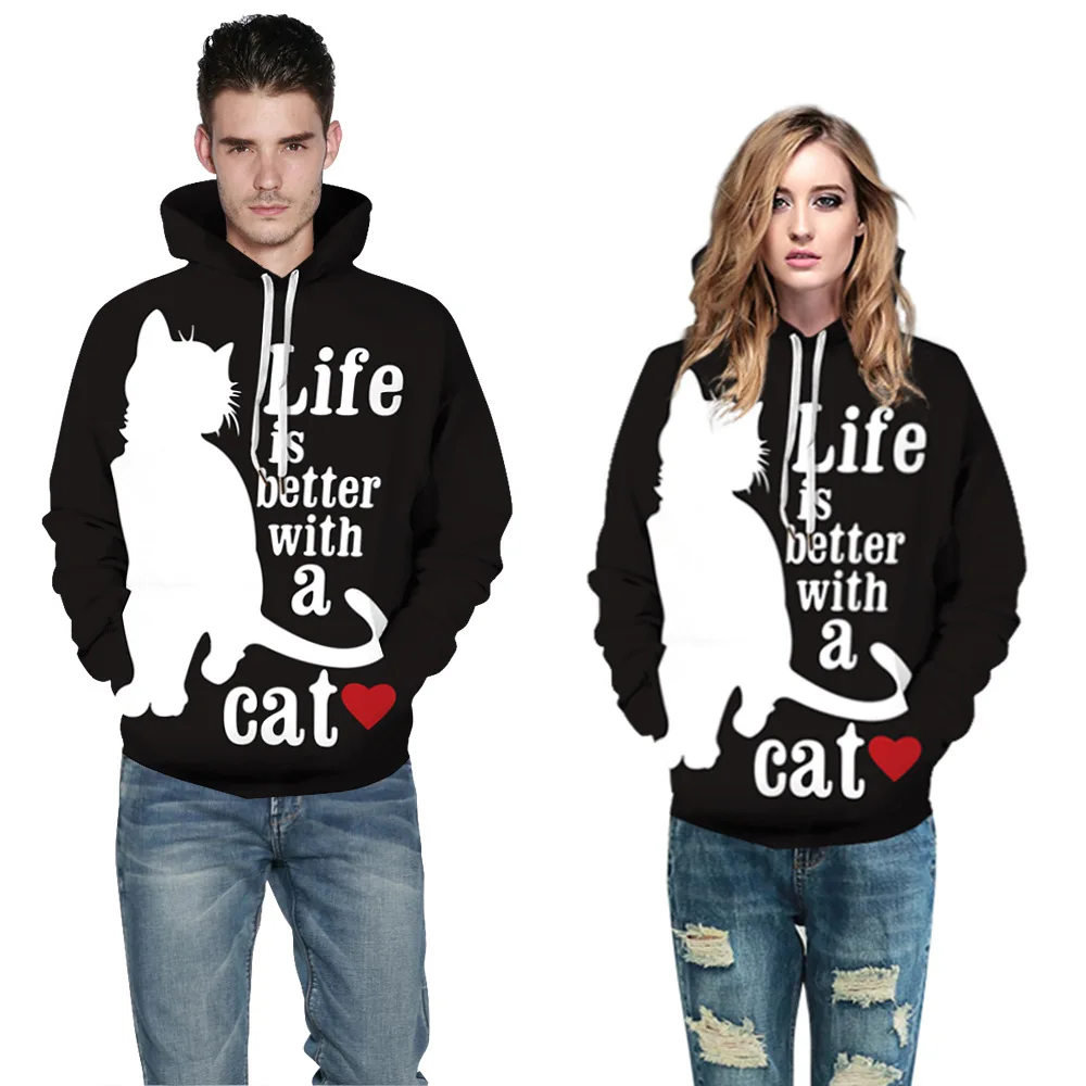 Модель 2019 года толстовка с капюшоном и цифровым принтом в виде животных для