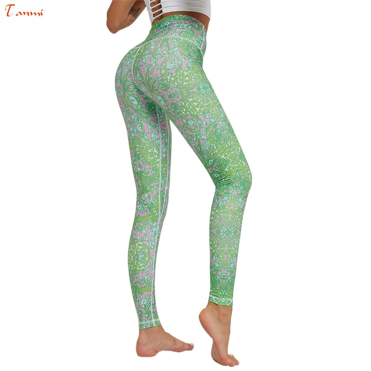 Спортивные Леггинсы для йоги с цветным принтом спортивные пуш ап цветочным бега
