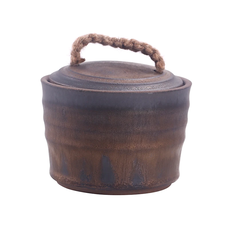 Винтажная баночка для хранения чая старого типа керамическая грубая керамика